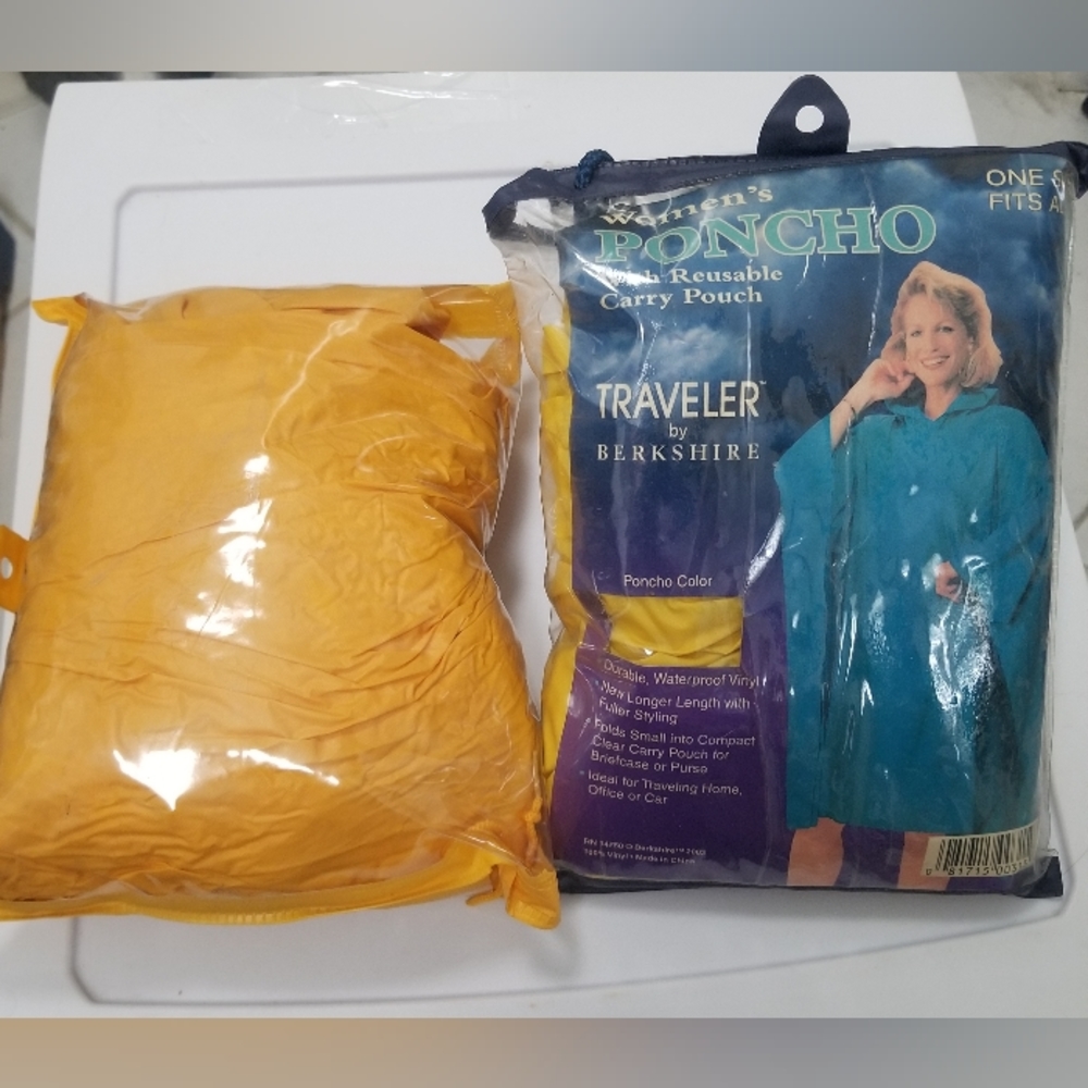 2-Yellow Rain poncho w/ carrying pouch